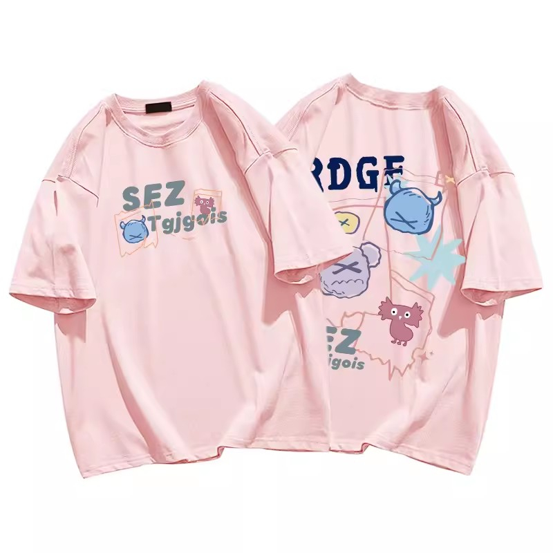 Áo Thun Cotton Tay Ngắn Dáng Rộng In Họa Tiết Anime Thời Trang Cho Nữ