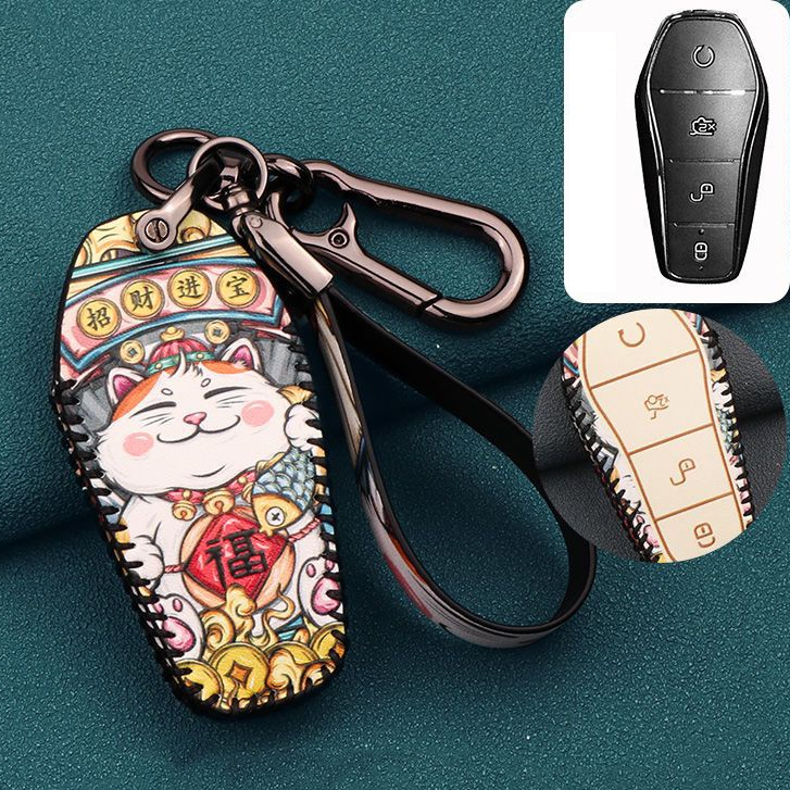 PU Vỏ Bọc Ốp Chìa Khóa Ô Tô Chìa Khóa Xe Ô Tô BYD Sealion 7 Sealion 6/Seal ATTO 3 BYD Dolphin Key Fo
