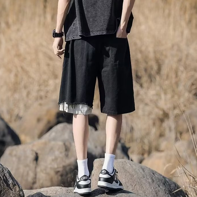 Quần Short Dáng Suông Rộng Rách Cá Tính Hợp Thời Trang Cho Nam Size M-3XL