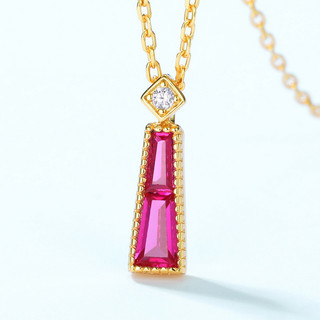 Vòng cổ Bạc S925 Mặt Đá Corundum Đỏ Hình Học Đơn Giản Phổ Biến Thời Trang Hàng Mới Bán Sỉ