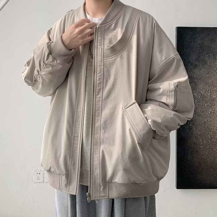 Áo khoác kaki nam mỹ vintage thời trang áo khoác bomber nam bóng chàyphong cách đường phố simple loose áo khoác unisex