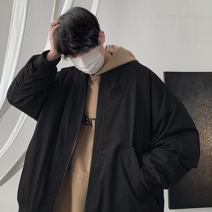 Áo khoác kaki nam mỹ vintage thời trang áo khoác bomber nam bóng chàyphong cách đường phố simple loose áo khoác unisex