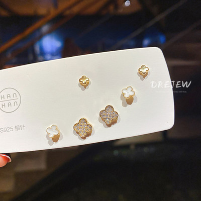 DREJEW Set 6 Khuyên Tai Bạc Đơn Giản Dễ Phối Đồ
