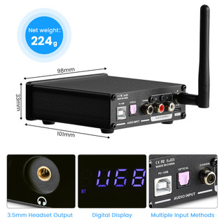AIYIMA Mini Headphone Amplifier Bluetooth 5.0 Decoder Remote Control DAC-A1