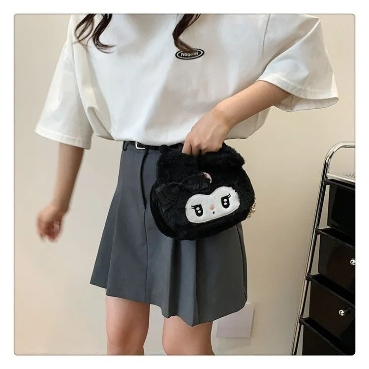 Túi Đựng Mỹ Phẩm Phủ Lông Hình Kuromi Melody