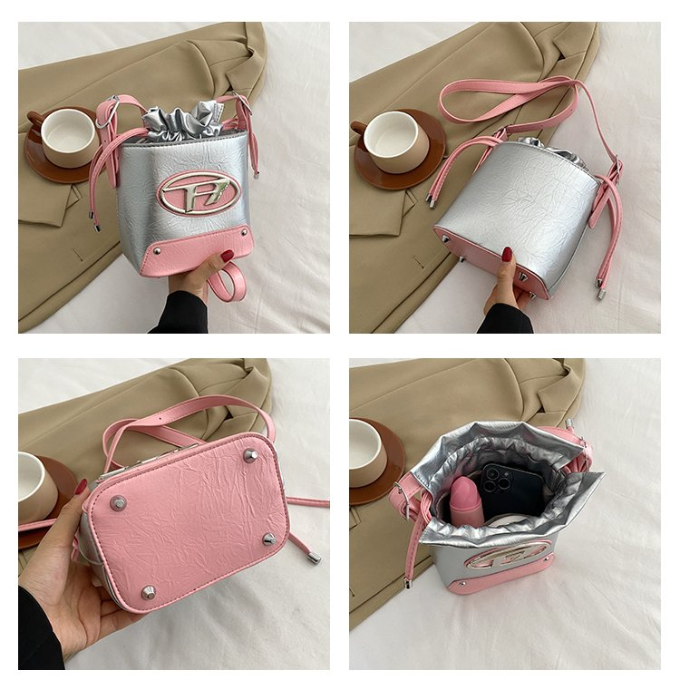 Túi Đeo Vai Dây Rút Màu Sắc Tương Phản Thời Trang 2023 Cho Nữ