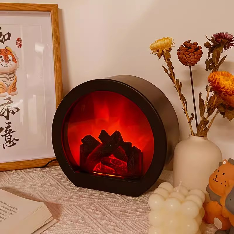 Đèn LED giả lửa thiết kế độc đáo trang trí lò sưởi,Đèn Lồng Lò Sưởi Ánh Sáng,Đèn ngủ,Đồ trang trí trên bàn USB,Blingblight