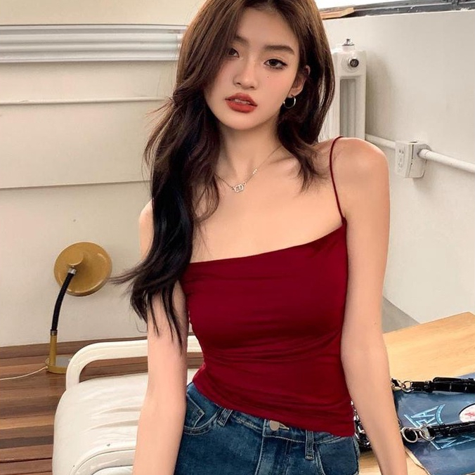 Áo Tank Top Chất Liệu Cotton Co Giãn Thời Trang Mùa Hè Xinh Xắn Cho Nữ