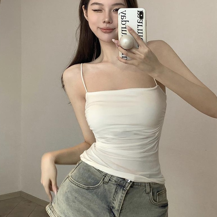 Áo Tank Top Chất Liệu Cotton Co Giãn Thời Trang Mùa Hè Xinh Xắn Cho Nữ