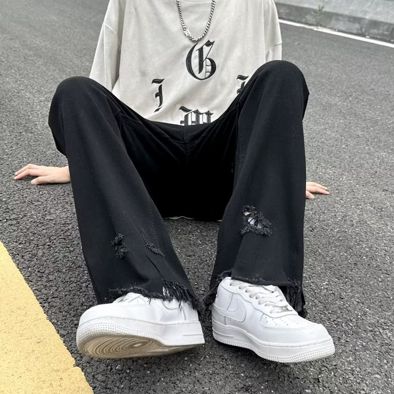 Quần Jeans Dài Phối Rách Thời Trang Dành Cho Cả Nam Và Nữ