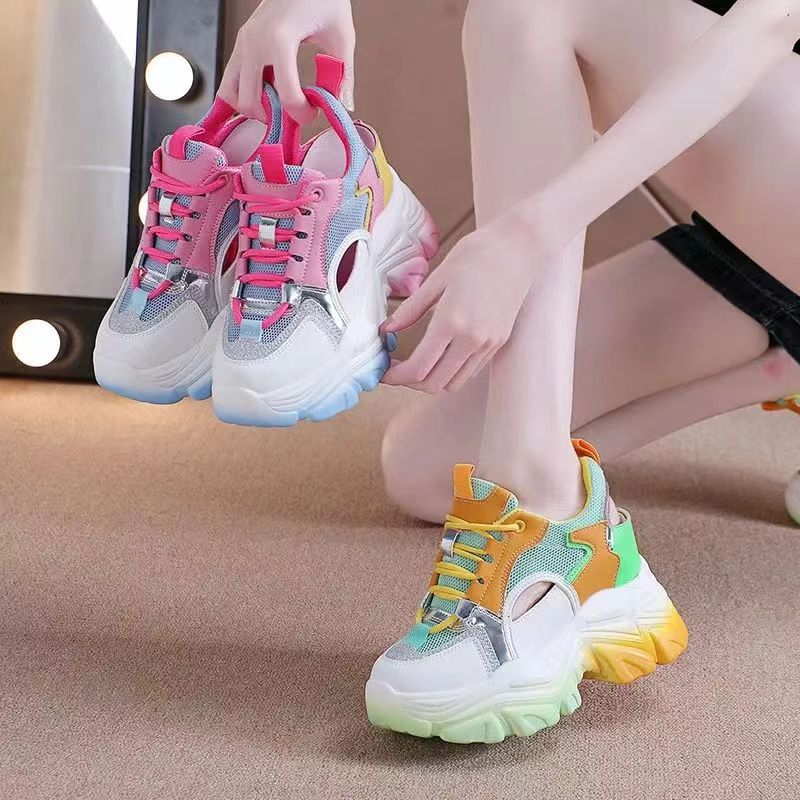 Giày Mùa Hè 2023 Đế Dày Tăng Chiều Cao Thoáng Khí Phong Cách Hàn Quốc Cho Nữ