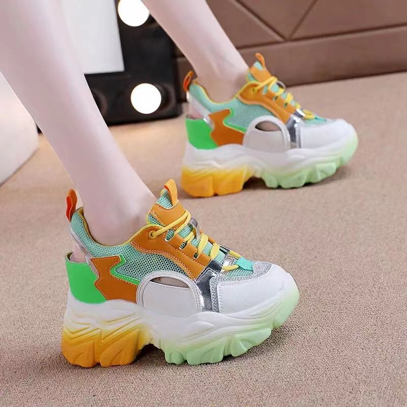 Giày Mùa Hè 2023 Đế Dày Tăng Chiều Cao Thoáng Khí Phong Cách Hàn Quốc Cho Nữ