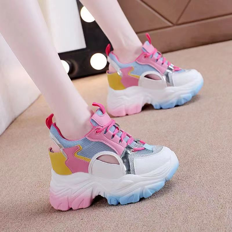 Giày Mùa Hè 2023 Đế Dày Tăng Chiều Cao Thoáng Khí Phong Cách Hàn Quốc Cho Nữ