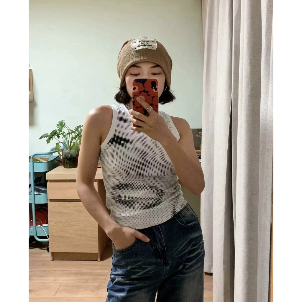 ZHELIHANGFEI Áo Thun Không Tay Dáng Ôm In Hình monroe Phong Cách Âu Mỹ Quyến Rũ Dành Cho Nữ