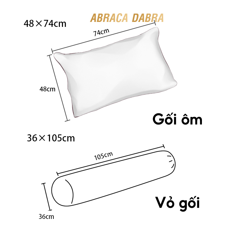 Vỏ gối ôm ABRACA DABRA lụa lạnh đặc biệt mềm mại nhiều màu sắc tùy chọn giặt sạch được dáng dài 35x105cm/ 48x74cm