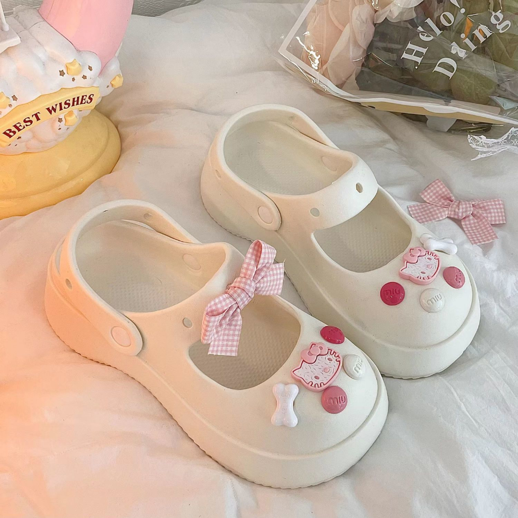 Hellokitty Dép Đế Dày Mềm Mại Chống Trượt Họa Tiết Hoạt Hình Dễ Thương