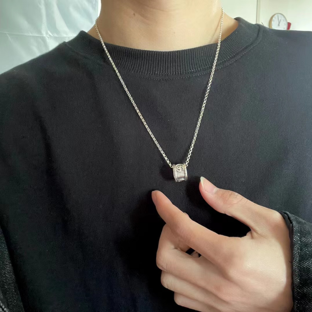 Ucci Vòng Cổ Mặt Bánh Răng Đôi G Phong Cách retro