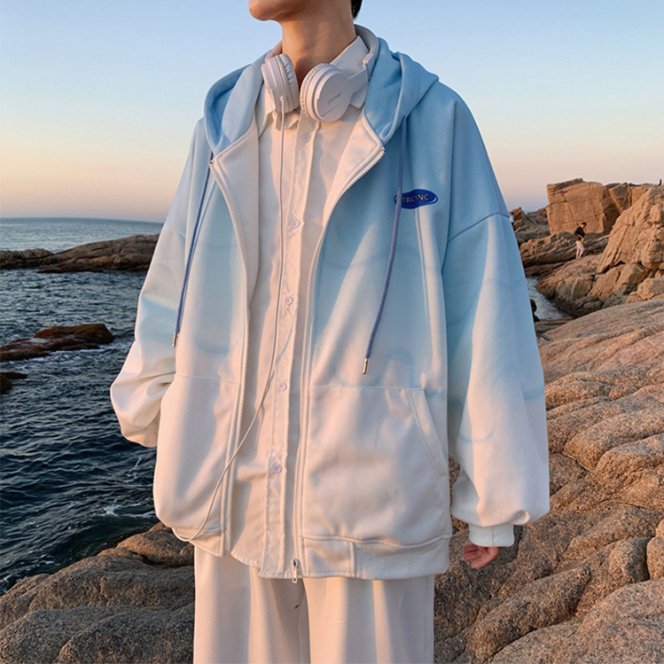 Áo Khoác nam nữ hoodie Bóng Chày Có Mũ Trùm Áo khoác Hoodie zip Dáng Rộng Màu Gradient basic Phong Cách Đường Phố Hàn HOT 2023