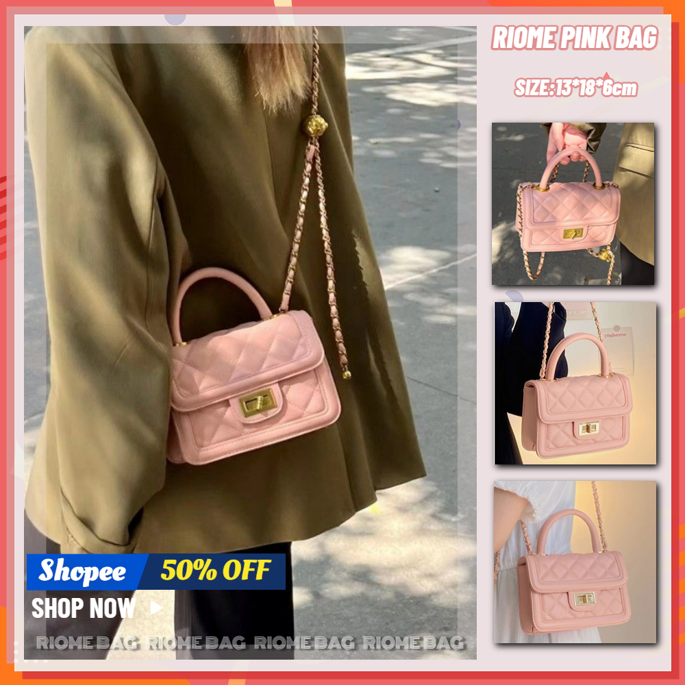 💗Túi Xách Da Pu Đeo Cánh Tay Họa Tiết Kẻ Sọc Màu Hồng Thời Trang Mùa Hè Dành Cho Nữ