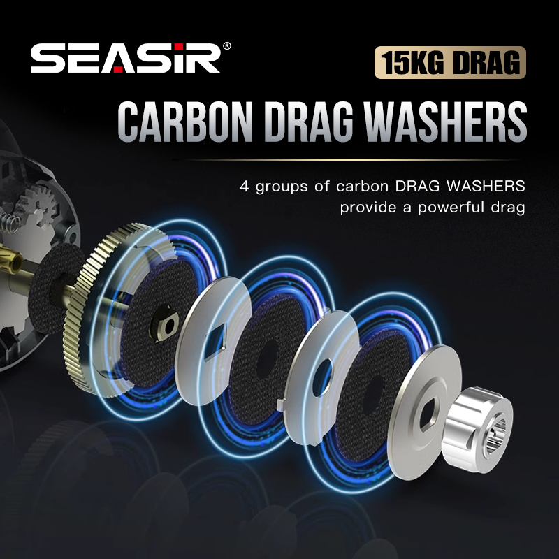 SeaSir Máy Câu Cá Bằng Kim Loại Khung Nhôm Carbon 15KG 11 + 1BB 6.5: 1