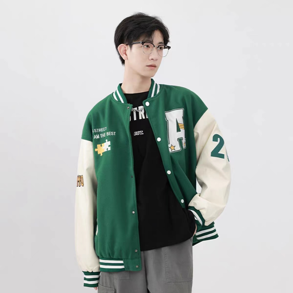 Áo Khoác bomber Thêu Chữ Thời Trang Cho Nam Nữ phong cách Hàn Quốc áo khoác gió 2 lớp simple áo varsity jacket unisex áo khoác from rộng áo khoác bóng chày nam
