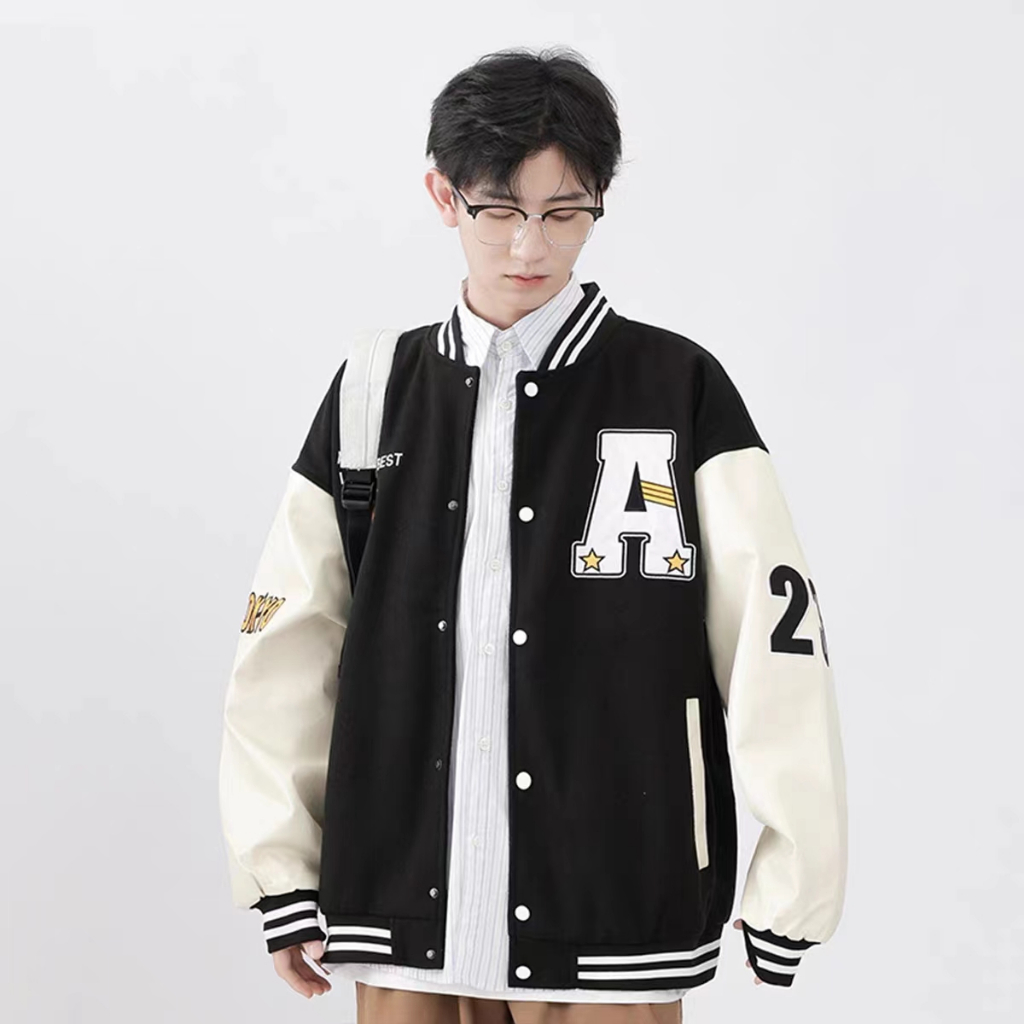Áo Khoác bomber Thêu Chữ Thời Trang Cho Nam Nữ phong cách Hàn Quốc áo khoác gió 2 lớp simple áo varsity jacket unisex áo khoác from rộng áo khoác bóng chày nam