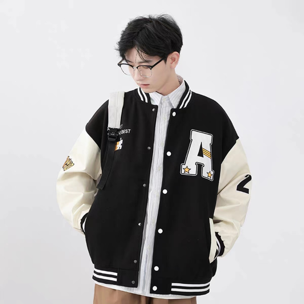 Áo Khoác bomber Thêu Chữ Thời Trang Cho Nam Nữ phong cách Hàn Quốc áo khoác gió 2 lớp simple áo varsity jacket unisex áo khoác from rộng áo khoác bóng chày nam