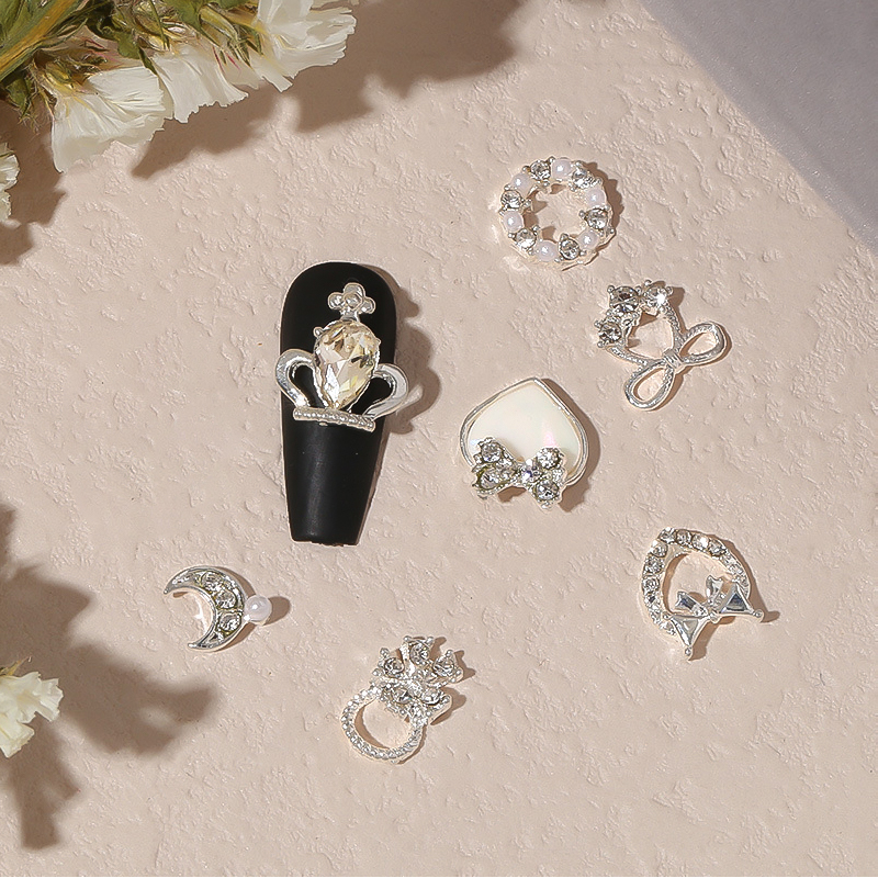 Phụ Kiện Trang Trí Móng Tay 3D Hình Nơ Đính Ngọc Trai Xinh Xắn