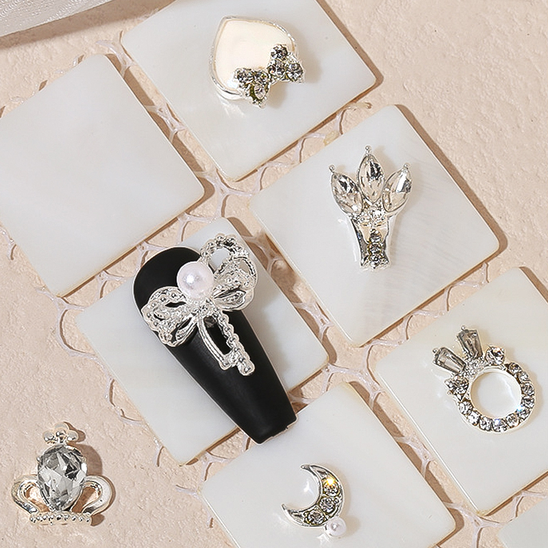 Phụ Kiện Trang Trí Móng Tay 3D Hình Nơ Đính Ngọc Trai Xinh Xắn