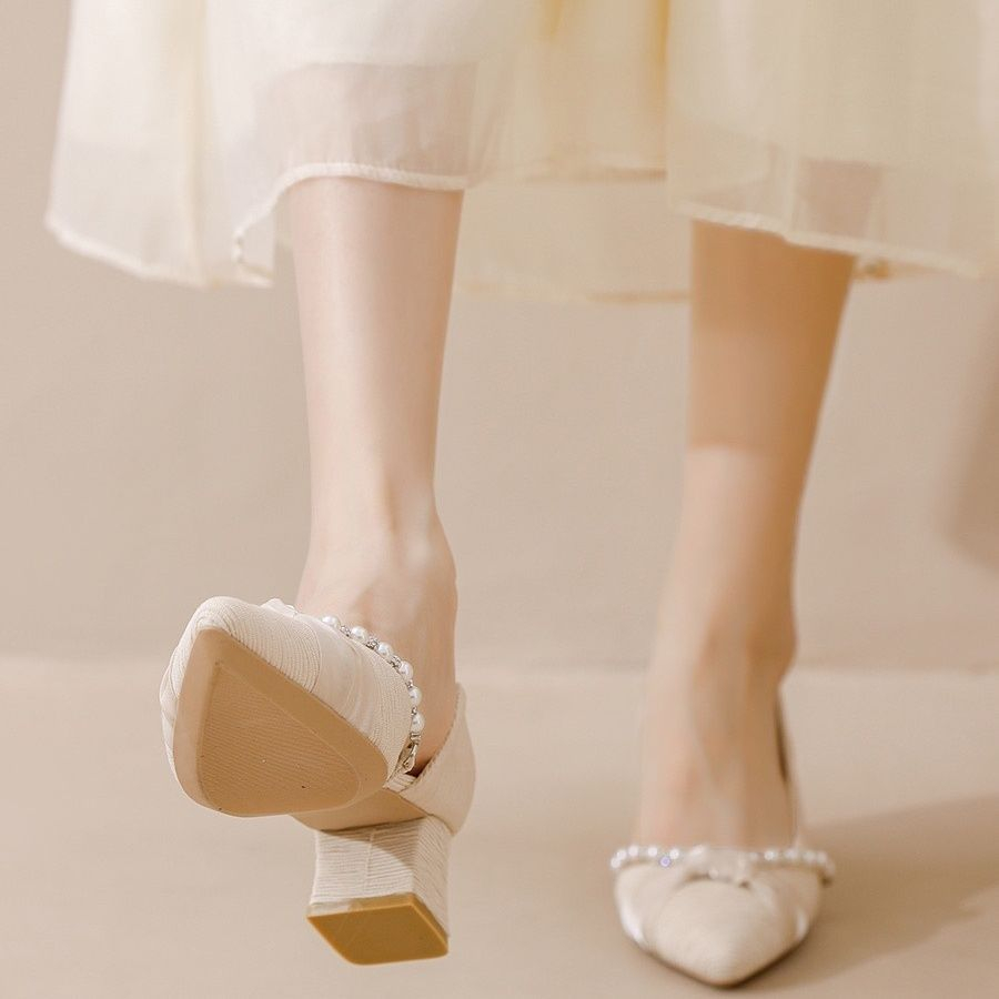 Giày Cao Gót Mũi Nhọn Phong Cách Pháp Thời Trang Mùa Hè 2023 Mới Cho Nữ