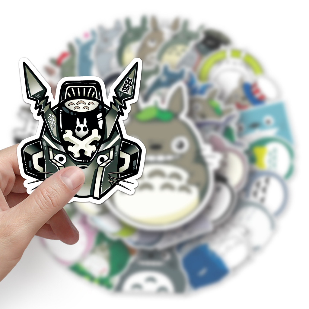 Bộ 50 Miếng Dán Hoạt Hình Totoro Vui Nhộn Bằng PVC Chống Thấm Nước Trang Trí Vali Laptop Xe Đạp