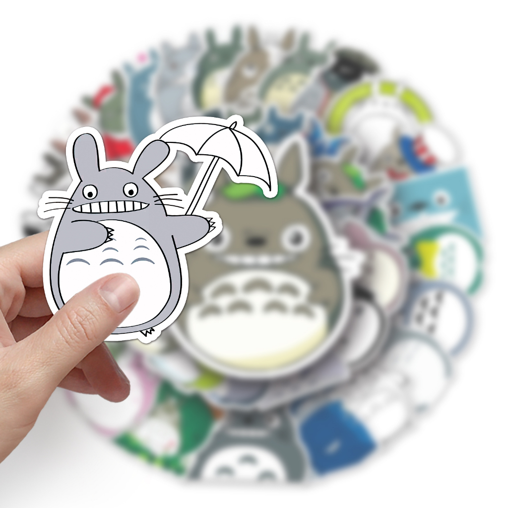 Bộ 50 Miếng Dán Hoạt Hình Totoro Vui Nhộn Bằng PVC Chống Thấm Nước Trang Trí Vali Laptop Xe Đạp