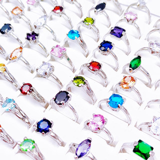 Set 100 nhẫn bạc đính đá zircon dễ thương thời trang cho nữ