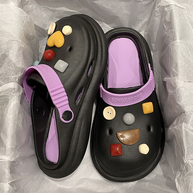 🌟Mới 2023🌟sandal nữ  dép chống trượt đáy dày xuyên thấu  họa tiết hoạt hình thời trang 2023 bánh mì dép  AA6462