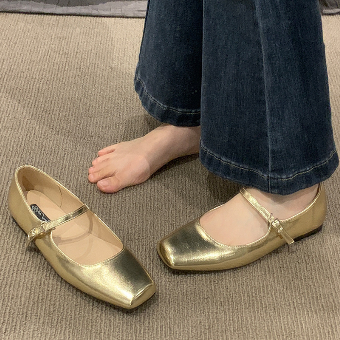 Prowow❤Giày Búp Bê Mũi Vuông Phong Cách Mary Jane Pháp Cho Nữ