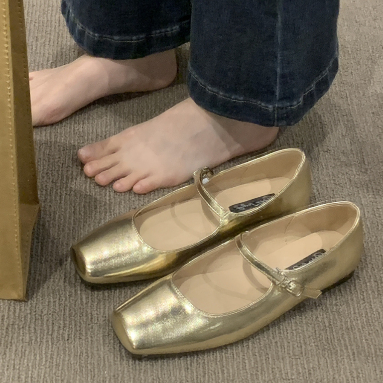Prowow❤Giày Búp Bê Mũi Vuông Phong Cách Mary Jane Pháp Cho Nữ