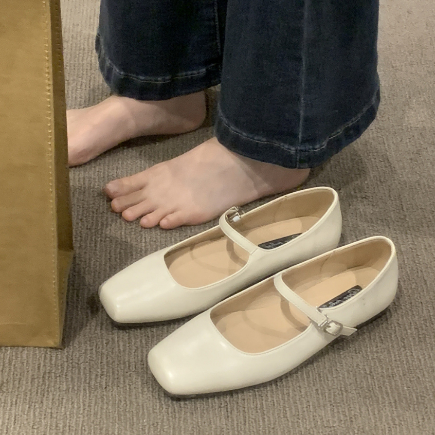 Prowow❤Giày Búp Bê Mũi Vuông Phong Cách Mary Jane Pháp Cho Nữ