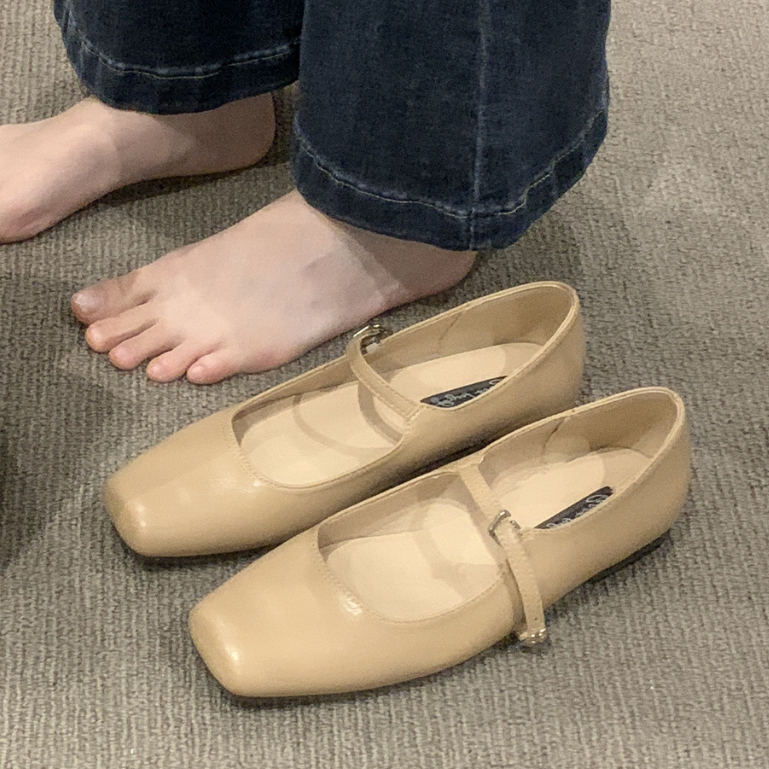 Prowow❤Giày Búp Bê Mũi Vuông Phong Cách Mary Jane Pháp Cho Nữ