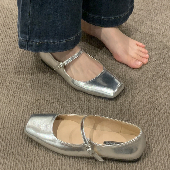 Prowow❤Giày Búp Bê Mũi Vuông Phong Cách Mary Jane Pháp Cho Nữ