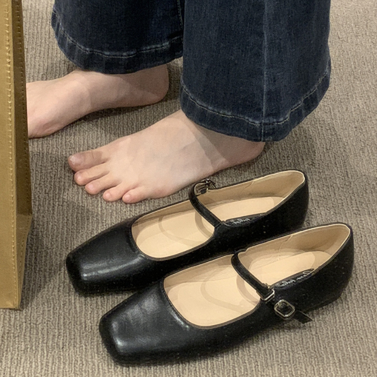 Prowow❤Giày Búp Bê Mũi Vuông Phong Cách Mary Jane Pháp Cho Nữ