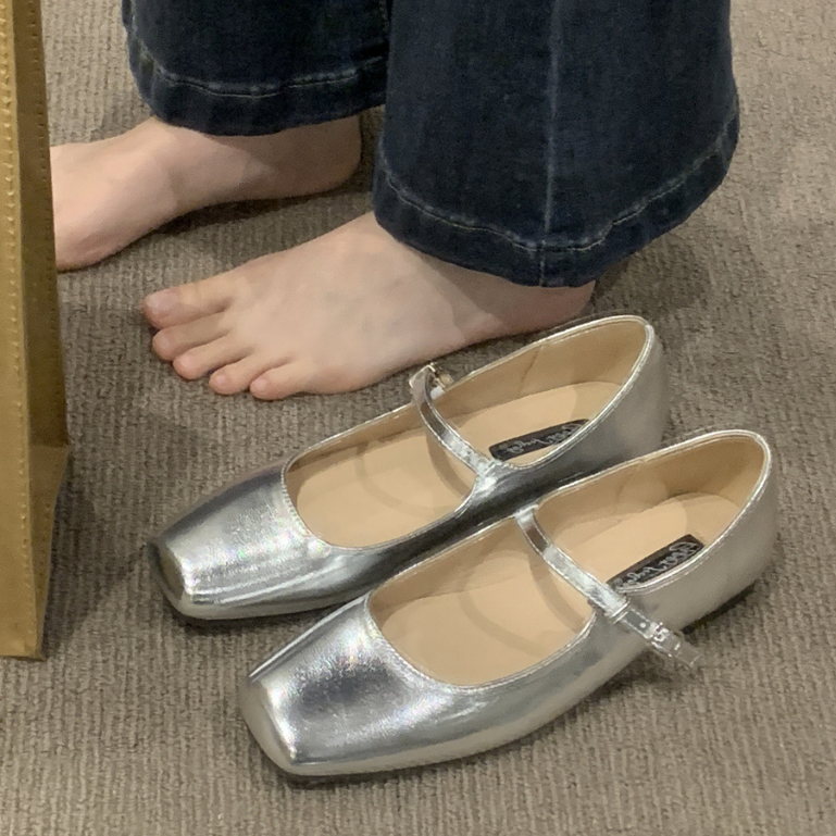 Prowow❤Giày Búp Bê Mũi Vuông Phong Cách Mary Jane Pháp Cho Nữ