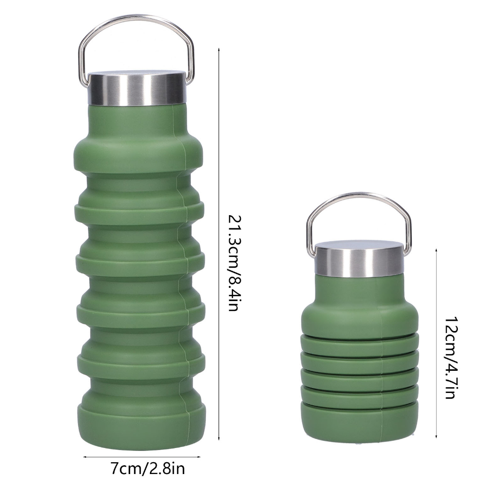 Bình Nước Có Thể Gập Lại Mini Di Động Bằng Silicon Dung Tích Lớn Cho Thao Ngoài Trời Atlases~