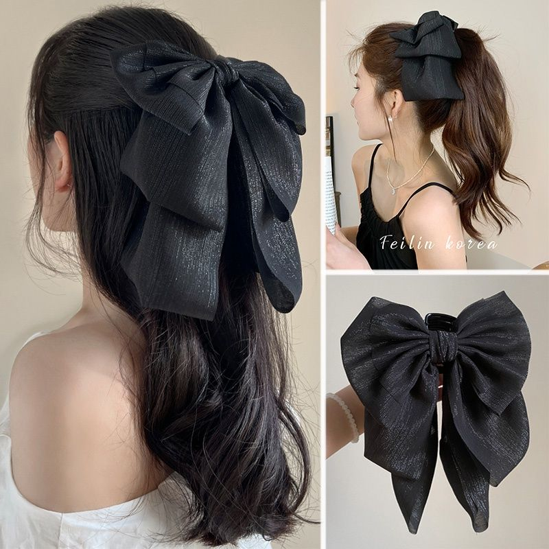 Kẹp Tóc Càng Cua Phối Ren Màu Trắng Đen Thời Trang Mùa Hè Cho Nữ