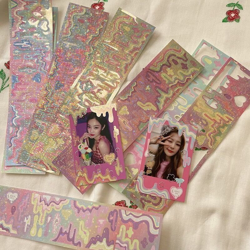 Phim hoạt hình laser hàn quốc dán sóng tài khoản tay thẻ ảnh hộp đựng điện thoại tự làm vật liệu trang trí nhãn dán