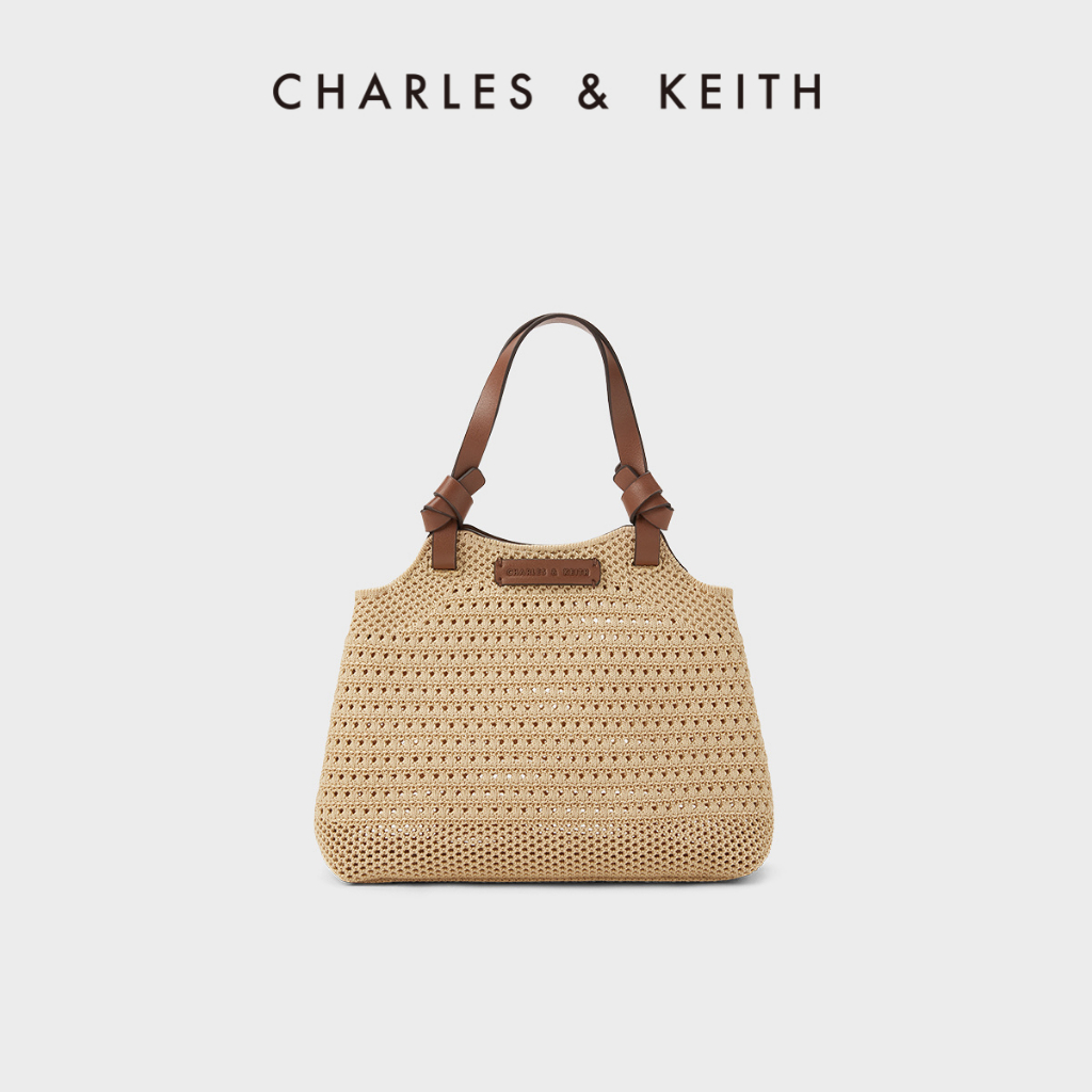 Túi Tote Đan Len Tay Cầm Thắt Nút CHARLES &amp; KEITH Ida