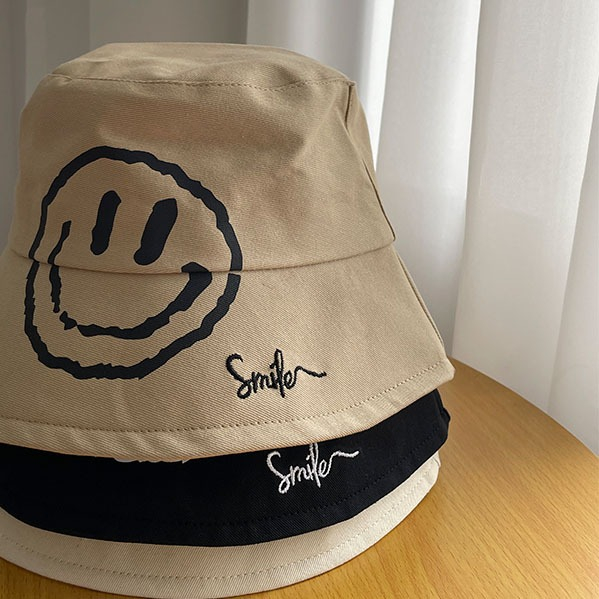 Mũ Bucket Che Nắng In Hình Mặt Cười Phong Cách Hàn Quốc Cho Nữ