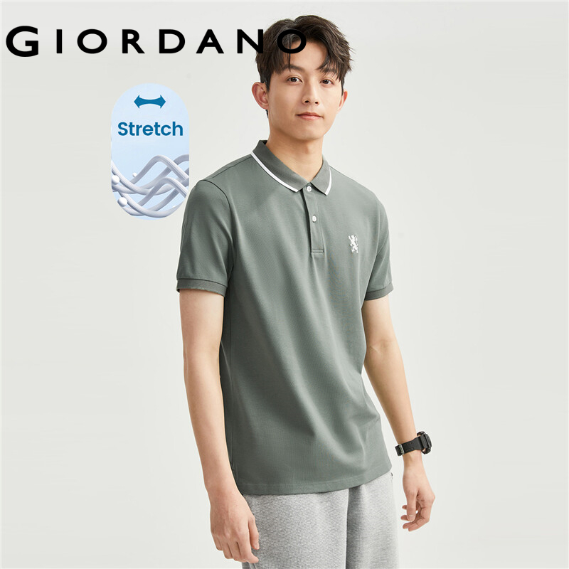 GIORDANO Áo sơ mi nam tay ngắn thêu sư tử nhiều màu có sẵn 01013411