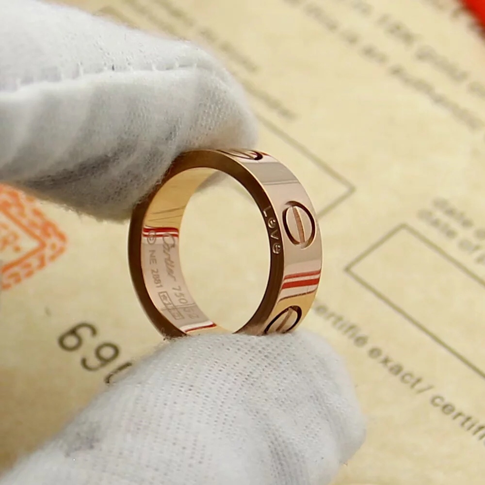 Nhẫn Đôi AU750 Đính Kim Cương Nhân Tạo Hình Chữ LOVE Cổ Điển Thời Trang 2023