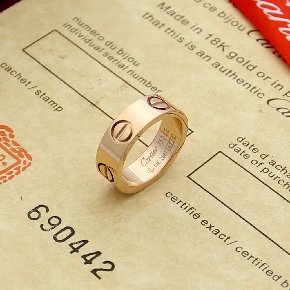 Nhẫn Đôi AU750 Đính Kim Cương Nhân Tạo Hình Chữ LOVE Cổ Điển Thời Trang 2023