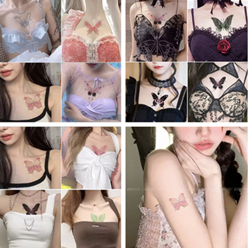 Set 15 Tấm Hình Xăm Dán Chống Nước Hình Bướm Ngọt Ngào Cho Nữ